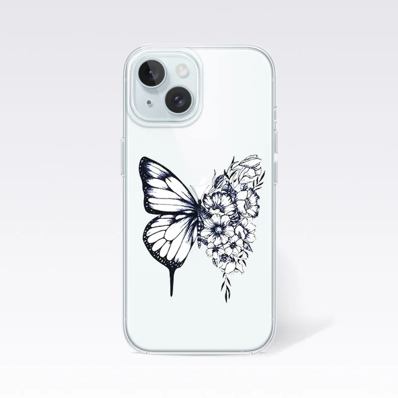 Black Butterfly Clear Silicon Cover