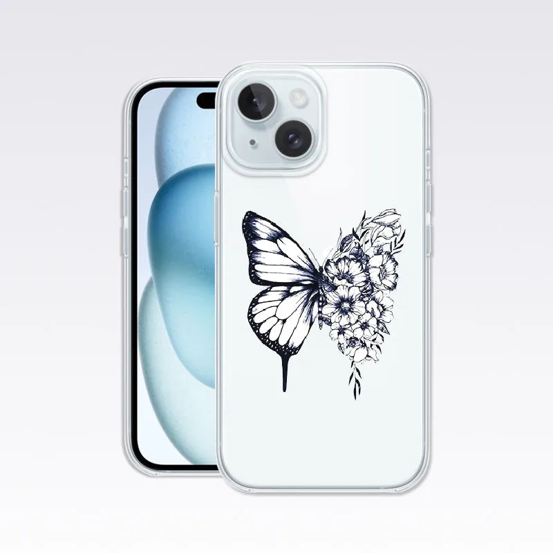 Black Butterfly Clear Silicon Cover