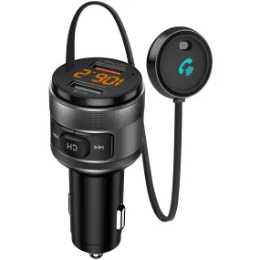 Bluetooth FM Transmitter for Music Streaming, Charging, USB Drive and Hands-Free Calls Through Your Car’s 12V Socket