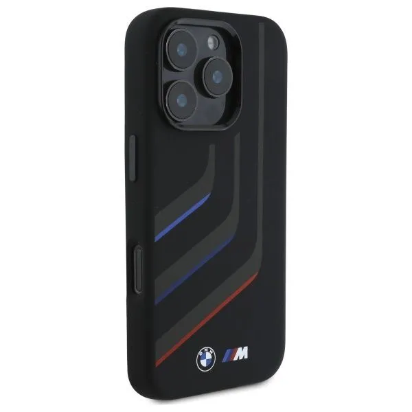 BMW Silicone Turning Lines Case with MagSafe for iPhone 16 Pro Max 6.9" Black - BMHMP16X23SLIK