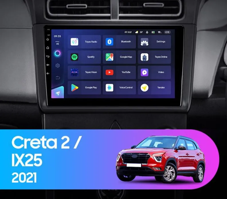 Car Dealz Elite 4G Data Model 10.2" Android 12.0 For Hyundai Creta 2 IX25 2021 In Dash Plus OEM Fascia