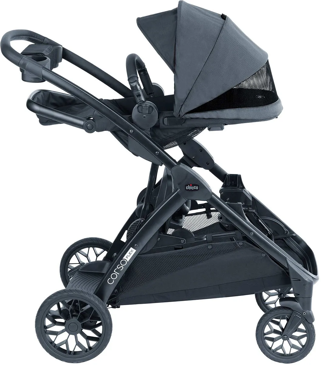 Chicco Corso Flex Twin Stroller Travel System Bundle - Legend