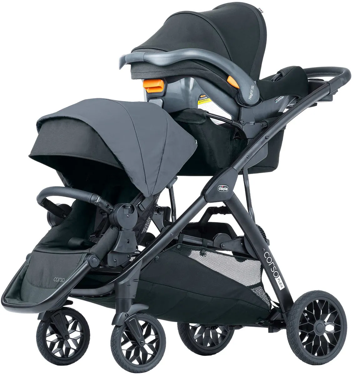 Chicco Corso Flex Twin Stroller Travel System Bundle - Legend