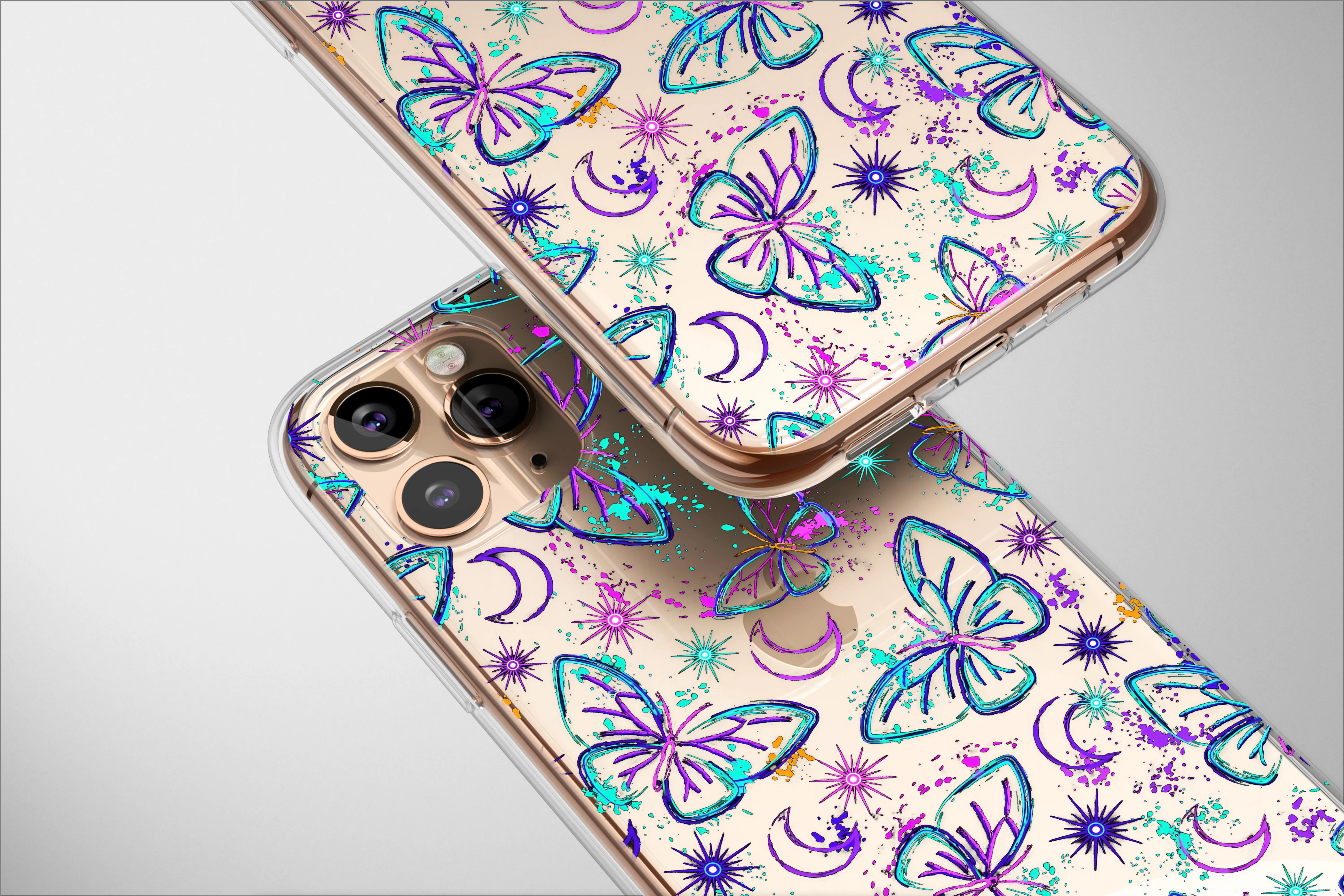 Clear Celestial Neon Moth Mystical Butterfly Phone Case iPhone Samsung Cover Pixel 2773