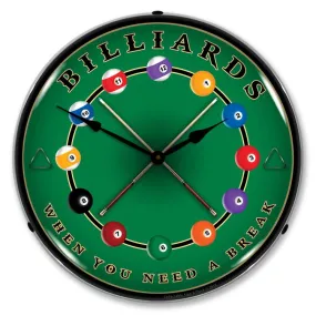 Collectable Sign and Clock - Billiards Clock