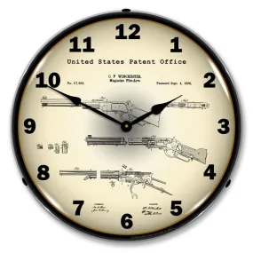 Collectable Sign and Clock - Winchester Lever Action Rifle 1866 Patent Clock