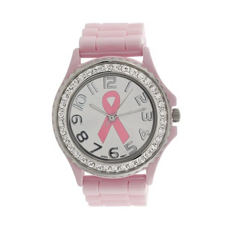 Creative,Fashion Women Girl Crystal Cancer Dial Quartz Analog Silicone Band Wrist Watch