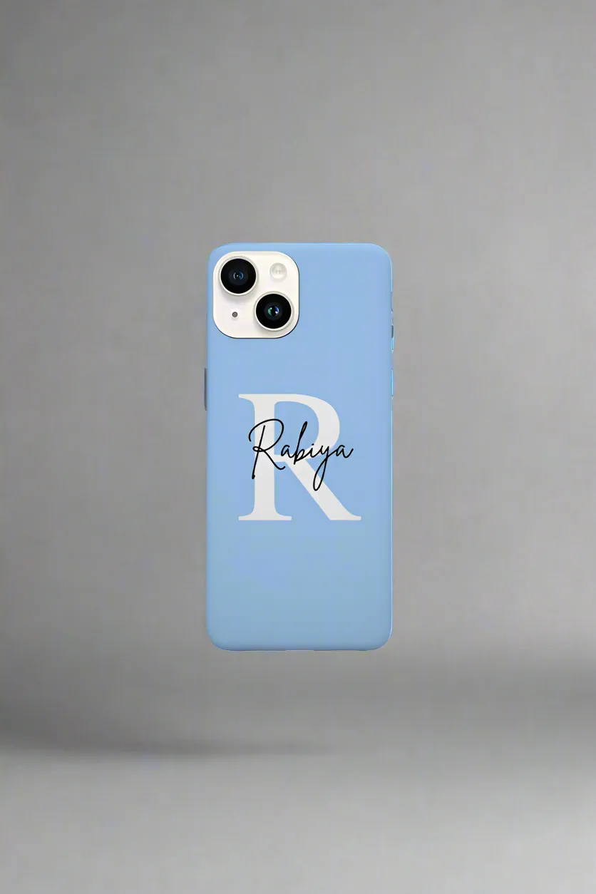 Custom initial iPhone case Sky Blue and Peach