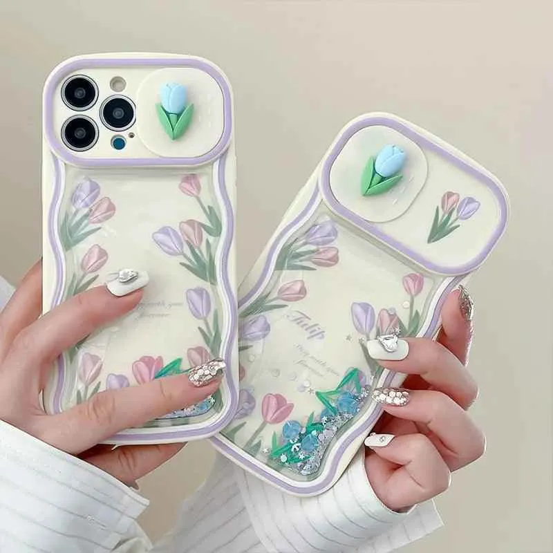 Cute 3D Flower Phone Case Cover Soft Bumper for iPhone 11, 12, 13, 14 Pro Max