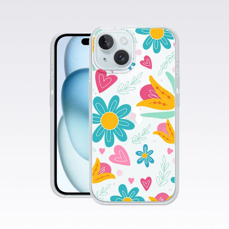 Cute Blue Flower Pattern Clear Silicon Cover