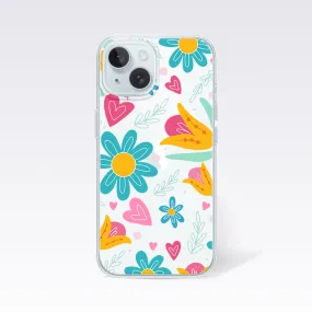 Cute Blue Flower Pattern Clear Silicon Cover