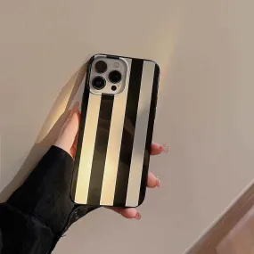 Cute Luxury Retro Glossy Striped Phone Cases for iPhone 14, 13, 12, 11 Pro Max, XR, XS, Mini, 7, 8, and 14 Plus