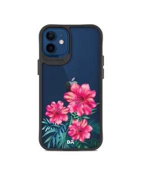 DailyObjects Clear Hibiscus Black Hybrid Clear Case Cover For iPhone 12 Mini