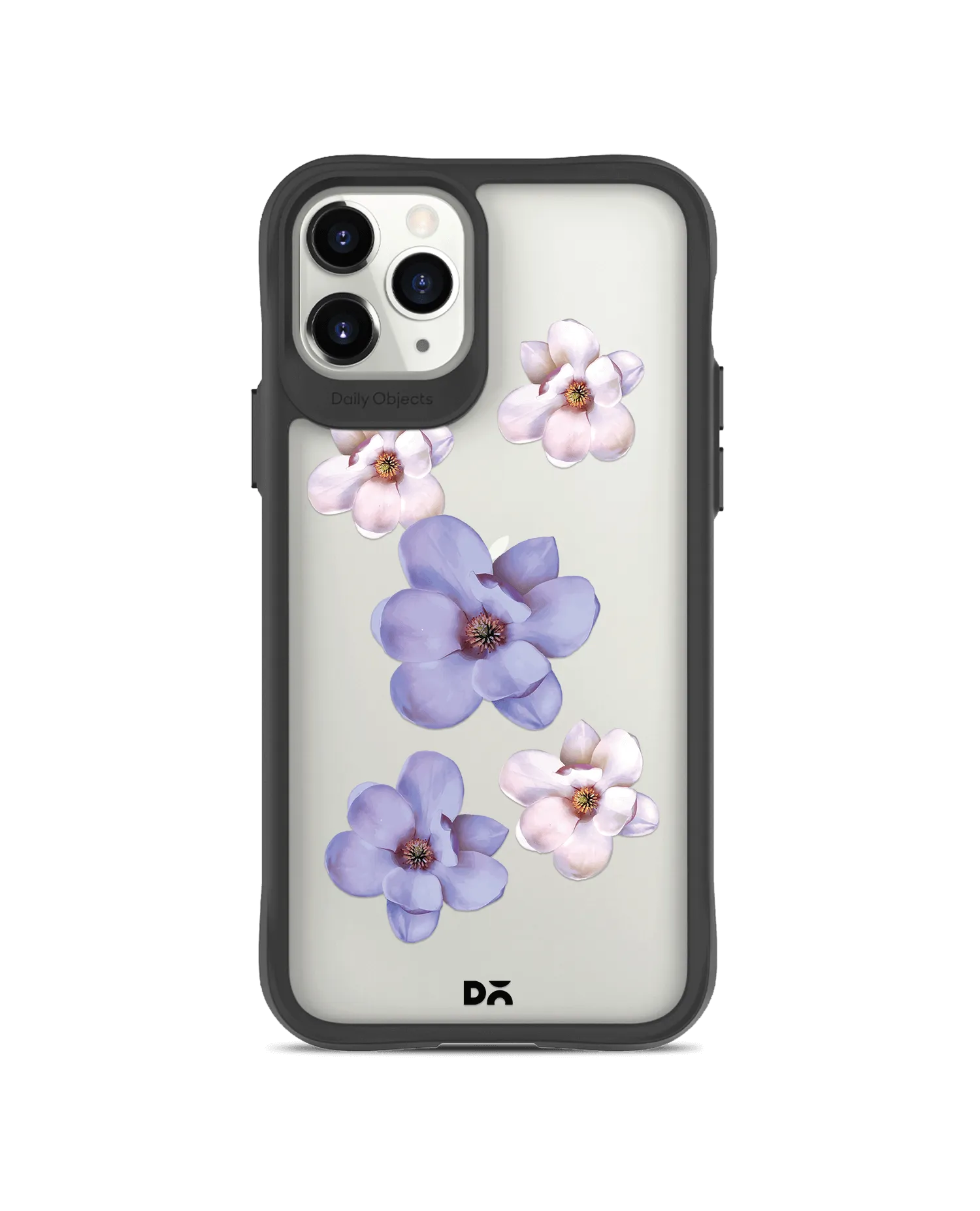 DailyObjects Clear Mauve & White Flowers Black Hybrid Clear Case Cover For iPhone 11 Pro Max