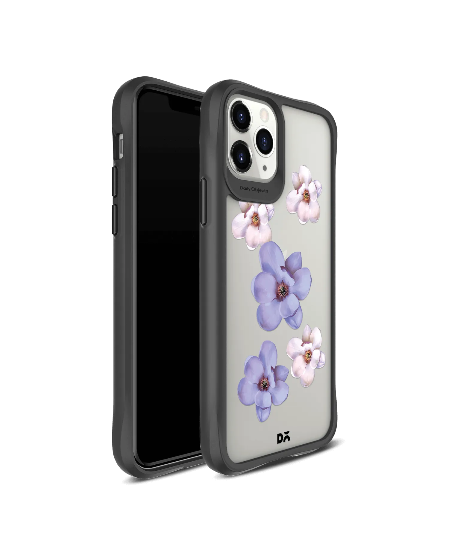 DailyObjects Clear Mauve & White Flowers Black Hybrid Clear Case Cover For iPhone 11 Pro Max