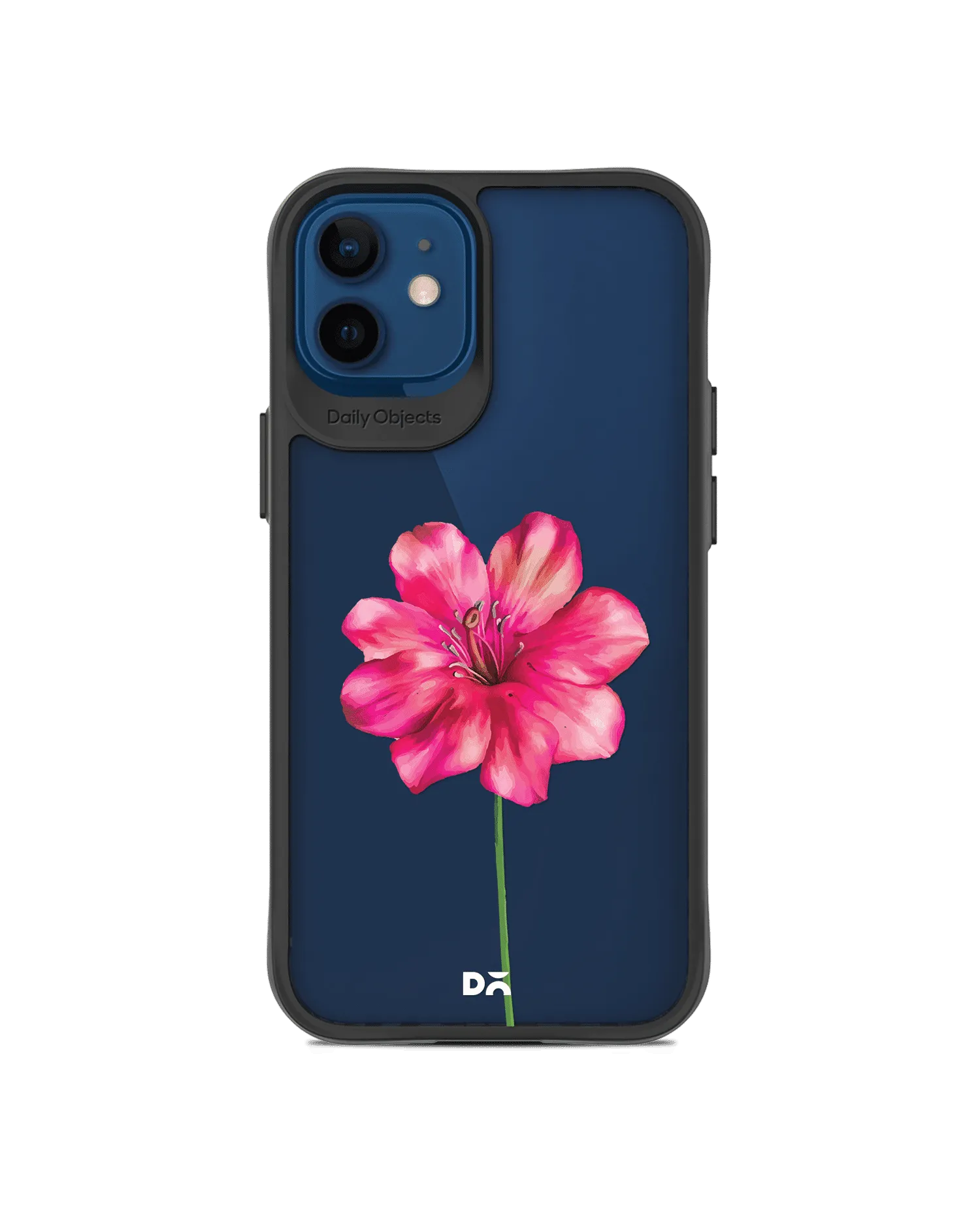 DailyObjects Clear Painted Hibiscus Black Hybrid Clear Case Cover For iPhone 12 Mini