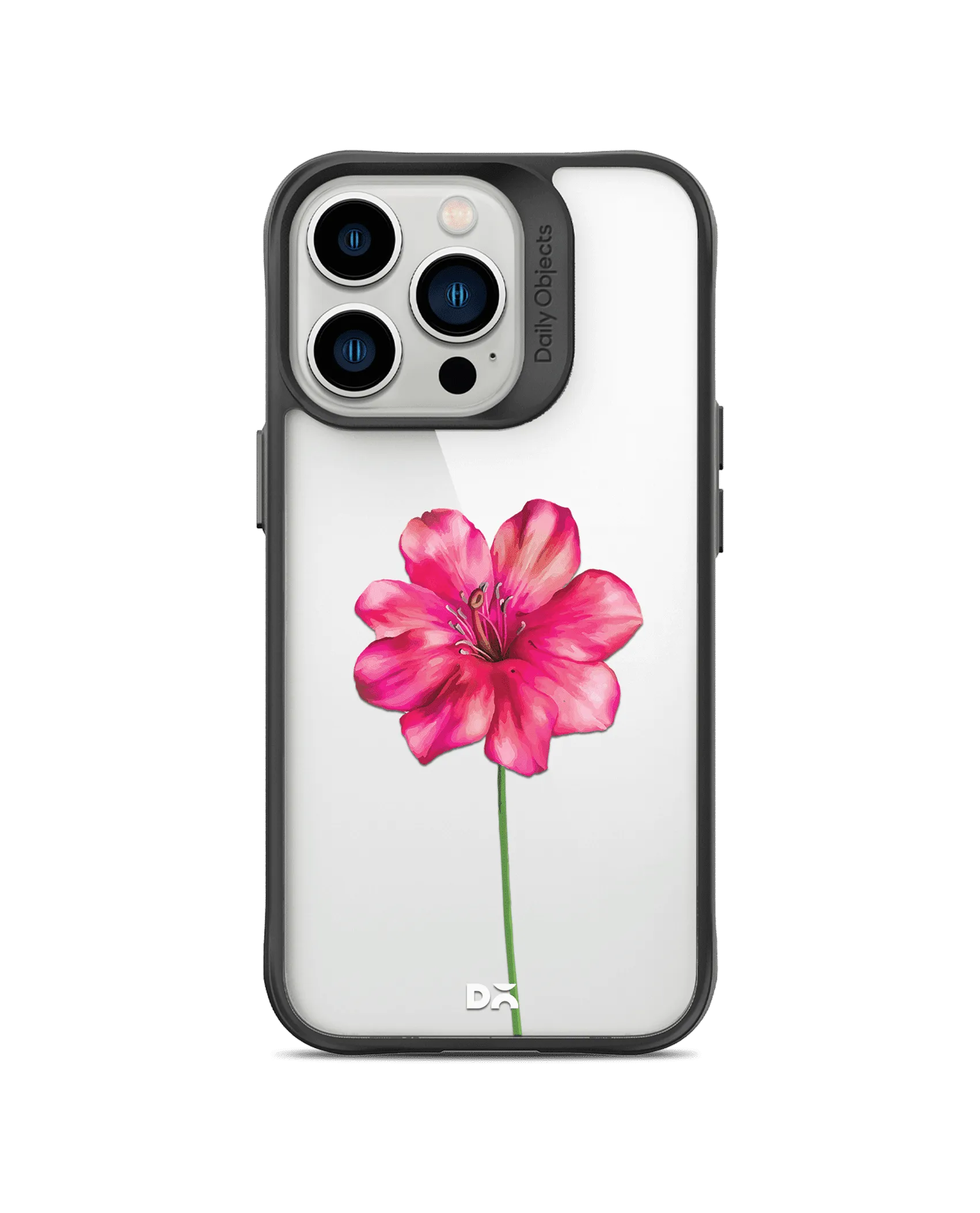 DailyObjects Clear Painted Hibiscus Black Hybrid Clear Case Cover For iPhone 13 Pro Max