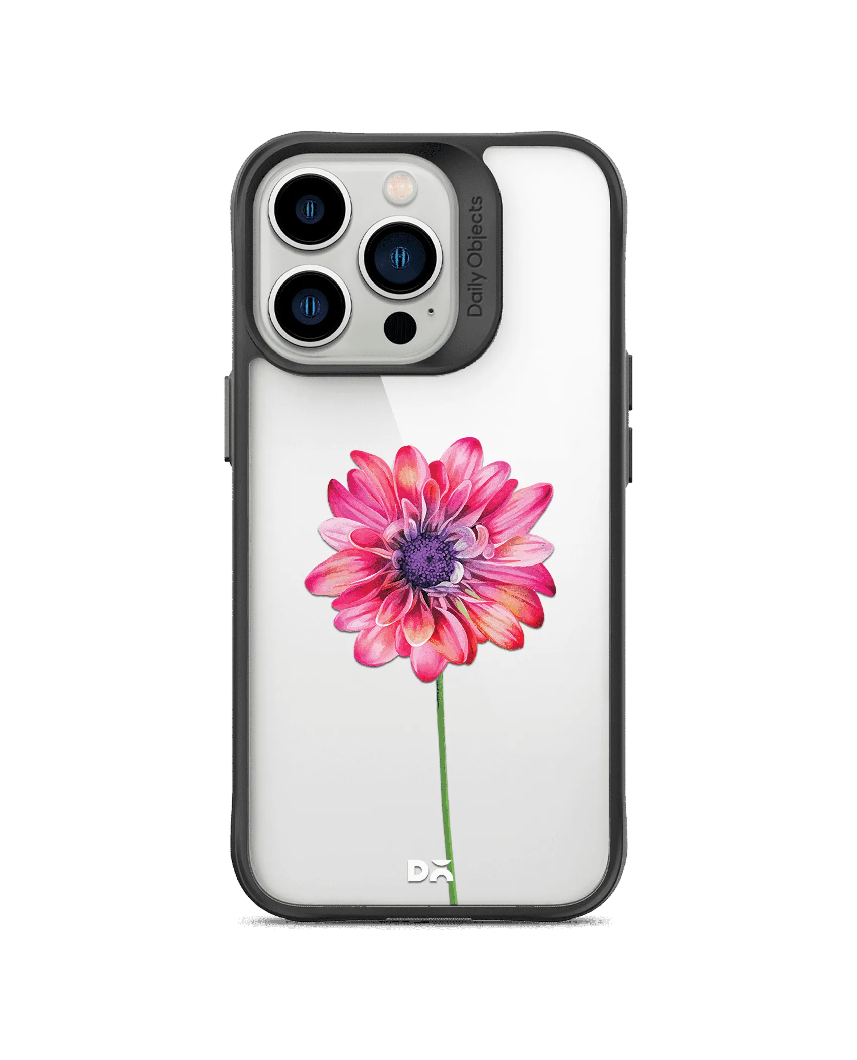 DailyObjects Clear Pink & Purple Painted Flower Black Hybrid Clear Phone Case Cover For iPhone 14 Pro Max