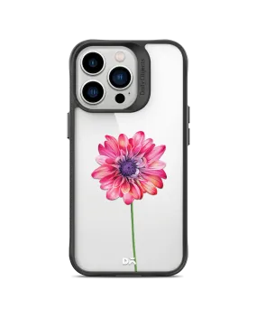 DailyObjects Clear Pink & Purple Painted Flower Black Hybrid Clear Phone Case Cover For iPhone 14 Pro Max