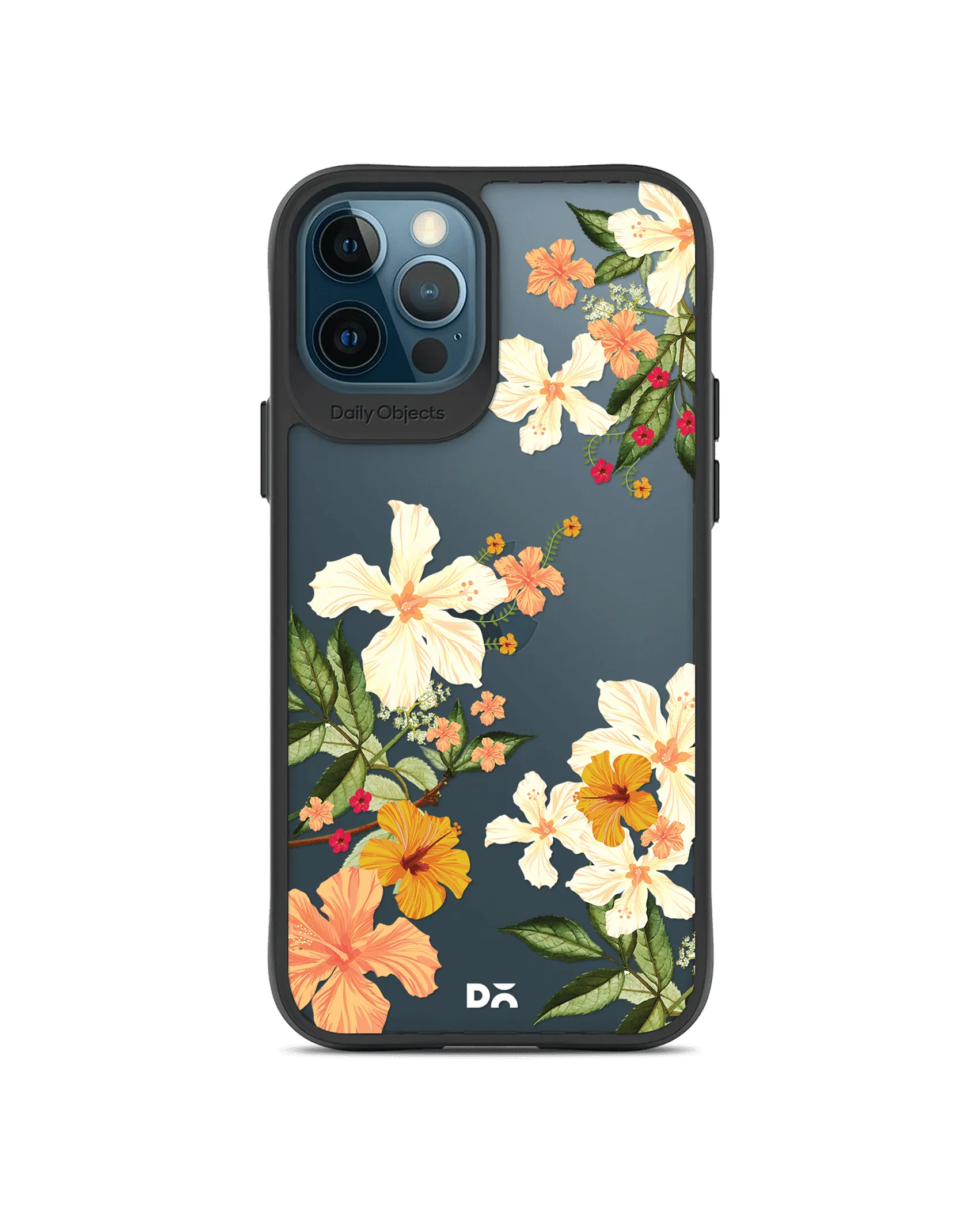 DailyObjects Yellow Hibiscus Black Hybrid Clear Case Cover For iPhone 12 Pro Max