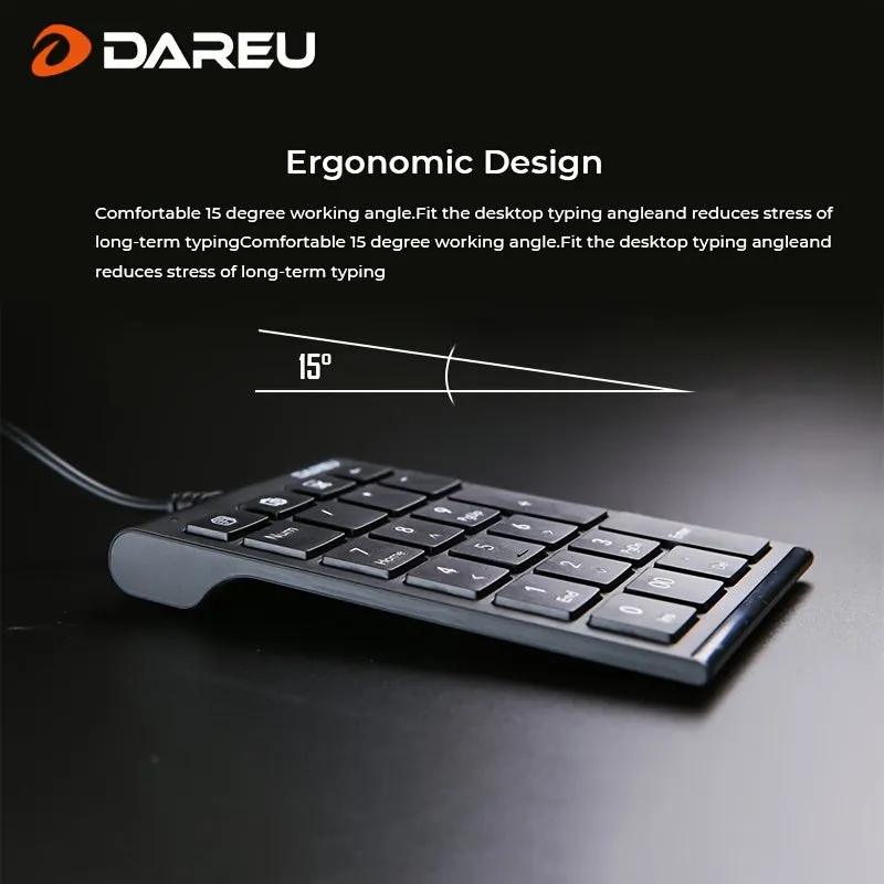 Dareu USB Wired Numeric Keypad 22 Keys Mini Numpad Keyboard Accounting For Laptop Notebook Tablets Mini financial accounting keyboard Portable & Slim for Laptop Keyboard