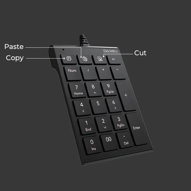 Dareu USB Wired Numeric Keypad 22 Keys Mini Numpad Keyboard Accounting For Laptop Notebook Tablets Mini financial accounting keyboard Portable & Slim for Laptop Keyboard