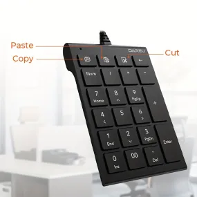 Dareu USB Wired Numeric Keypad 22 Keys Mini Numpad Keyboard Accounting For Laptop Notebook Tablets Mini financial accounting keyboard Portable & Slim for Laptop Keyboard