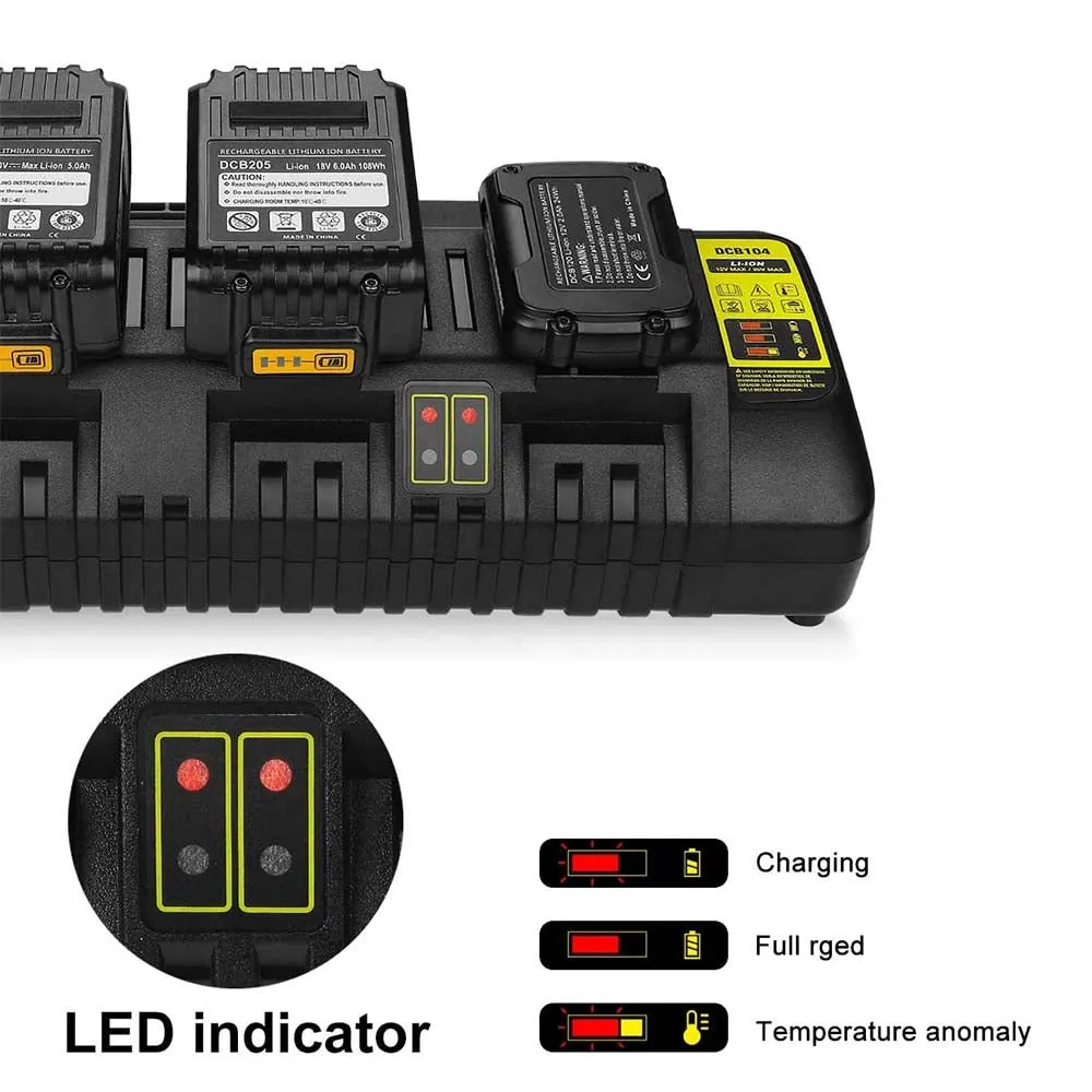 DCB104 Replacement Charger for Dewalt 12V/Dewalt 20V Max 4-Port Li-Ion Fast Charger DCB102 DCB102BP DCB104  DCB107 DCB204 Dewalt 20V Lithium Battery