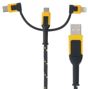 DeWALT 131 1356 DW2 Charger Cable, USB, USB-C, Kevlar Fiber Sheath, Black/Yellow Sheath, 71.99 in L :EA: QUANTITY: 1