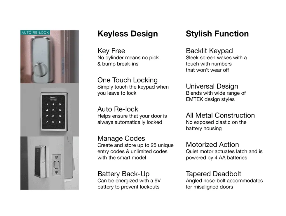 EMPowered Deadbolts - EMPowered Motorized Touchscreen Keypad Deadbolt In Oil Rubbed Bronze - Emtek Hardware