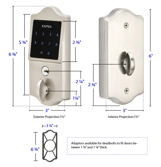 Emtek - Electronic Locksets - EMTouch Classic Touchscreen Keypad Deadbolt