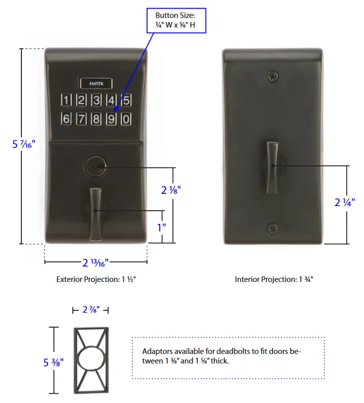 Emtek - Electronic Locksets - Modern Brass Keypad Deadbolt