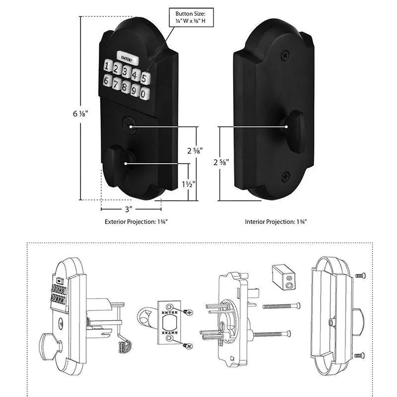 Emtek - Electronic Locksets - Sandcast Bronze Keypad Deadbolt