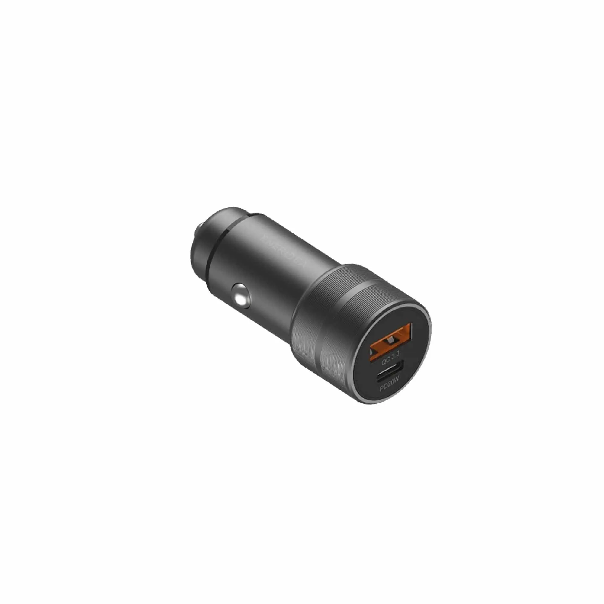 Energea AluDrive PD20  Car Charger ( USB-C PD20   USB-A QC3.0 Duo Port Aluminium 38W ) - Gunmetal (Barcode: 6957879424120 )