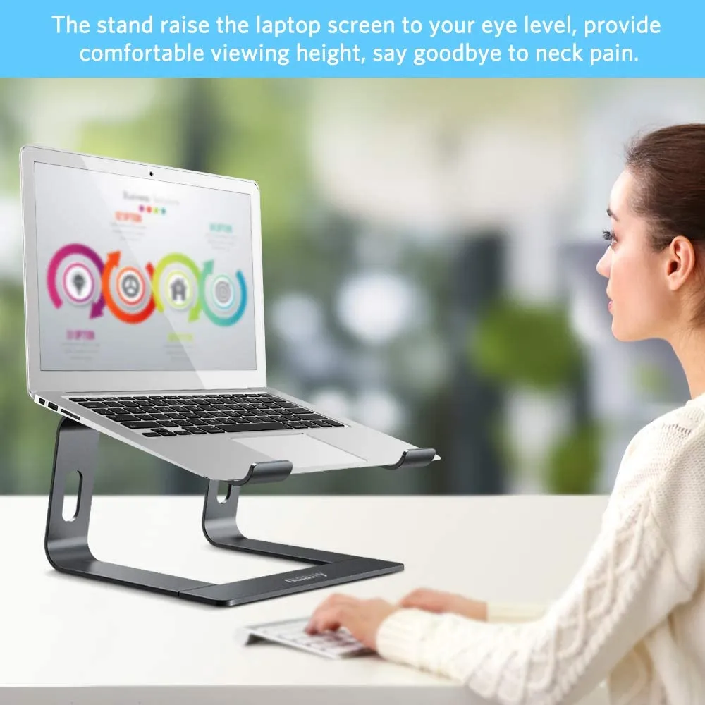 Ergonomic Aluminium Laptop Stand Non-Slip Portable Cooling Tray