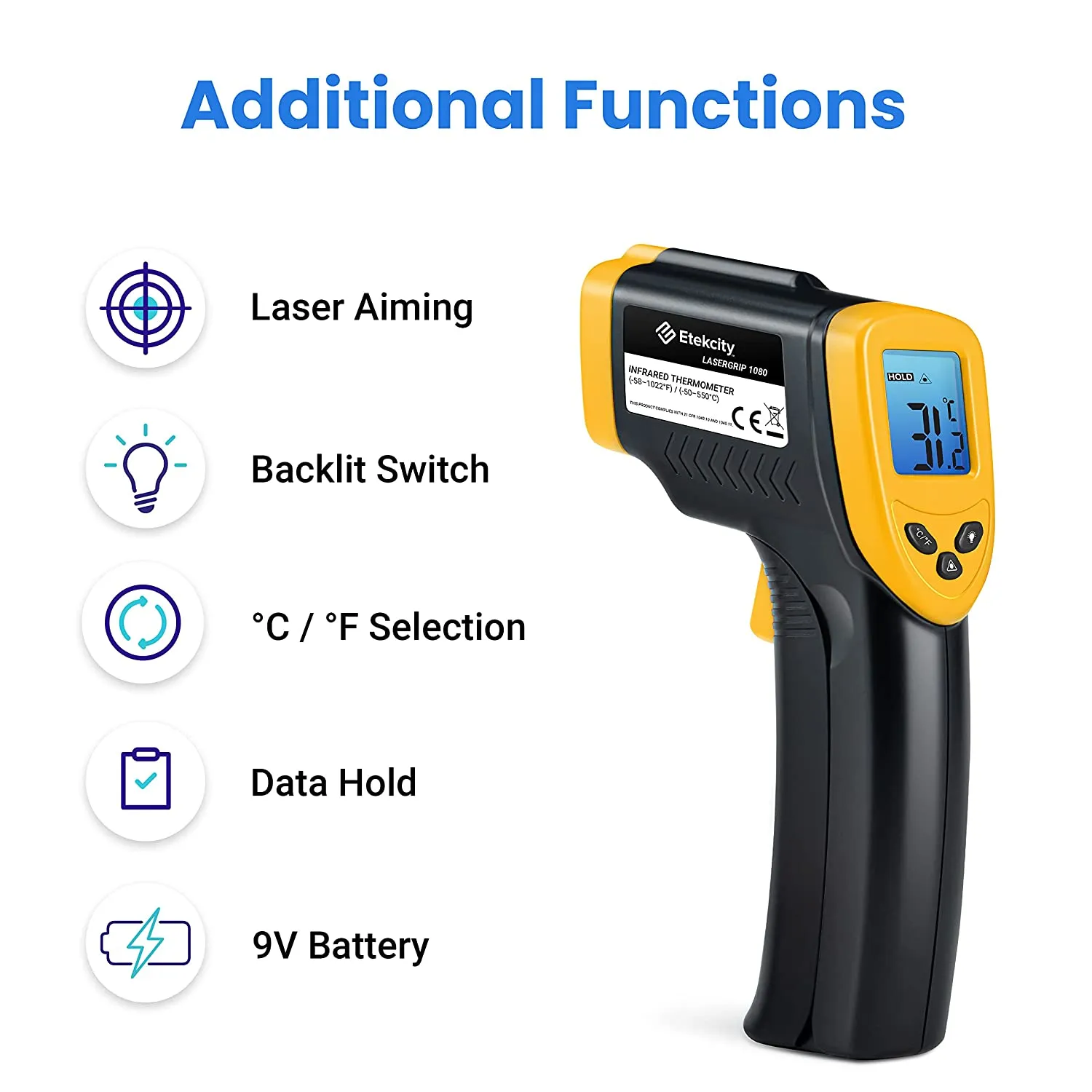 Etekcity Infrared Thermometer 1080 Digital Temperature Gun for Cooking Laser