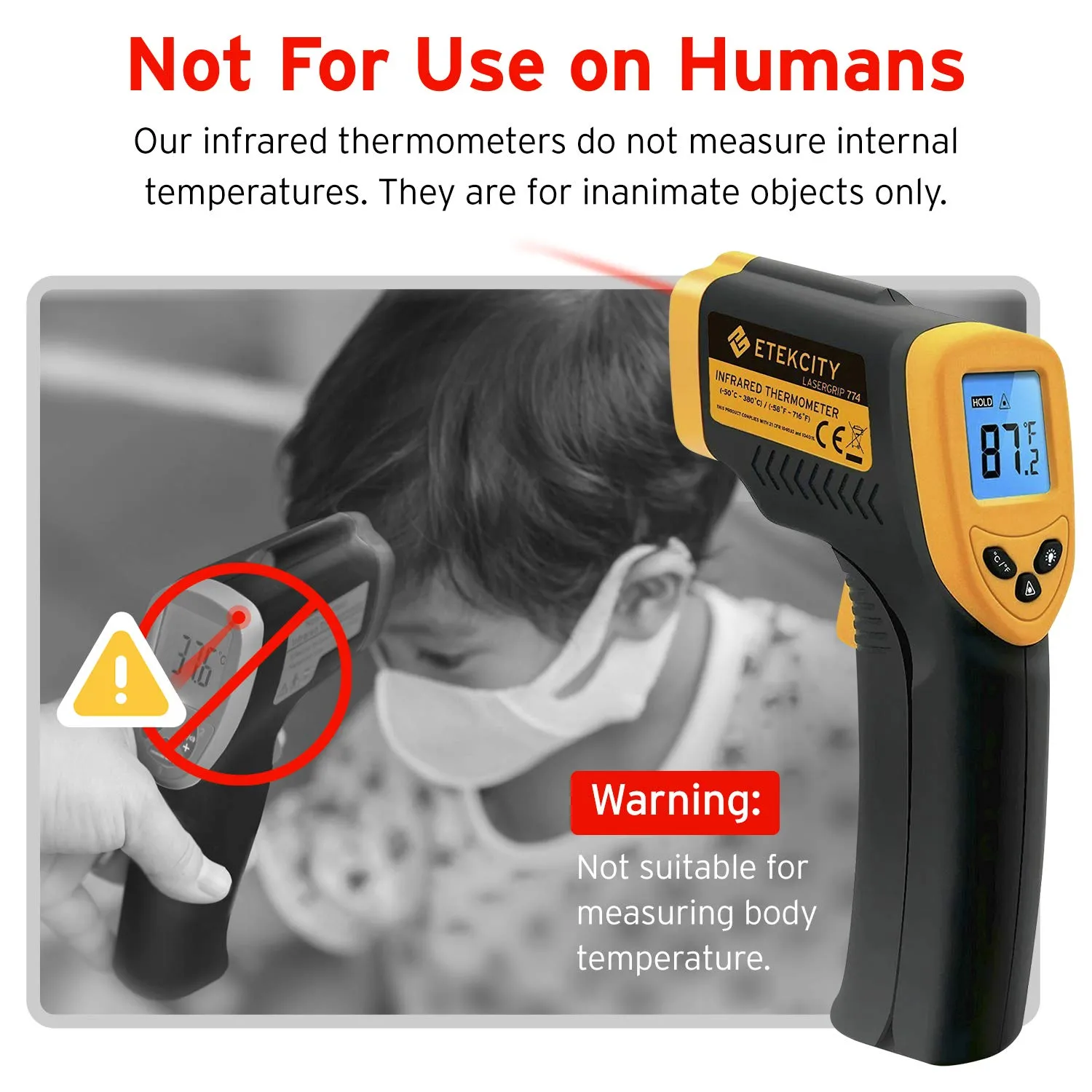 Etekcity Infrared Thermometer 774 Digital Temperature Gun for Cooking Laser Home