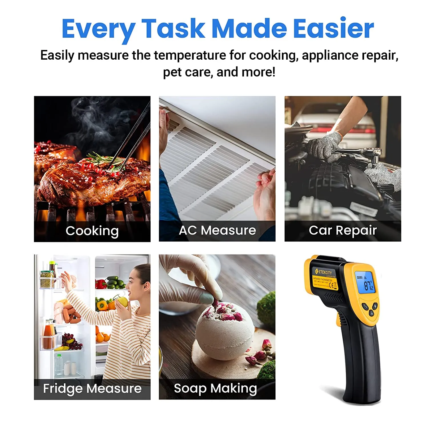 Etekcity Infrared Thermometer 774 Digital Temperature Gun for Cooking Laser Home