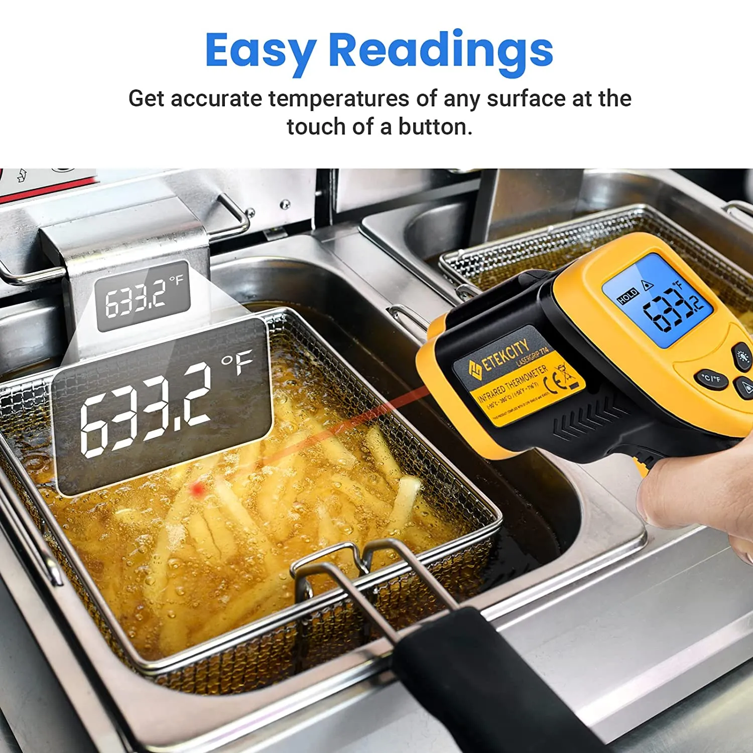 Etekcity Infrared Thermometer 774 Digital Temperature Gun for Cooking Laser Home