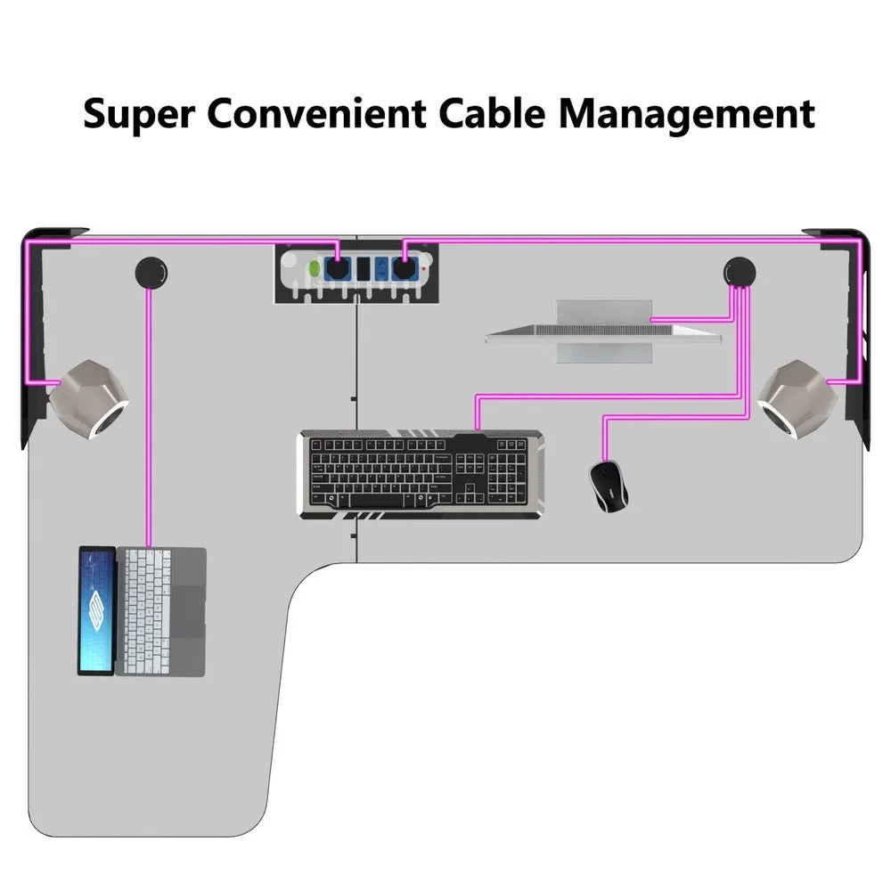 Eureka Ergonomic Black L-Shaped L60 Gaming Computer Table, ERK-L60-B