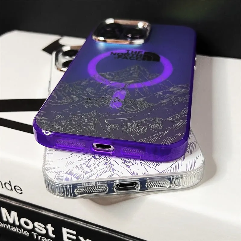 Fashionable Laser Magsafe iPhone Case with Snow Mountain Design For iPhone