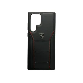 Ferrari Leather Protective Case for SM S22 Ultra, Black