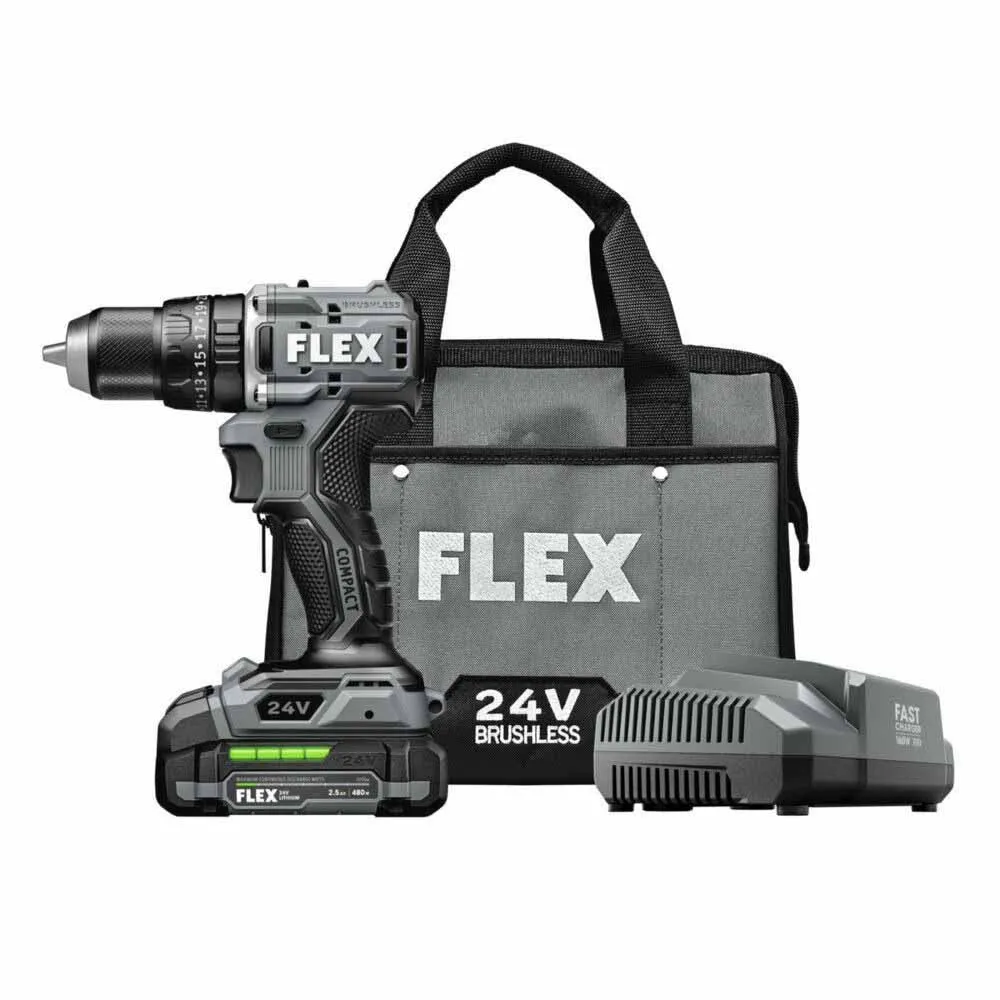 Flex FX1231-1A 1/2" 2 Speed Compact Hammer Drill Kit