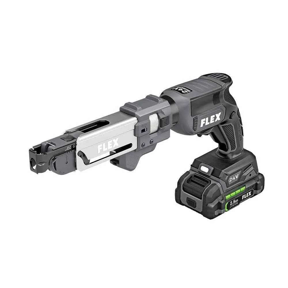 Flex FXM203-2A 24V Brushless 2 Tool Combo Kit  Drywall Screw Gun with magazine and Cut Out Tool