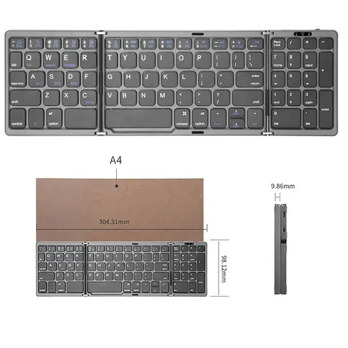 Foldable Rechargeable Bluetooth Keyboard with Numeric Keypad - B089