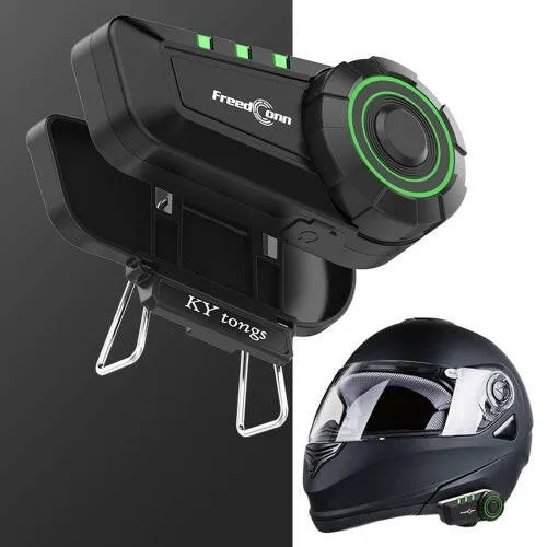 FreedConn KY Motorcycle Helmet Headset Bluetooth 5.0 Motorcycle Headphones Wireless Music Earphone Support FM Radio IP65 Waterproof with Microphone