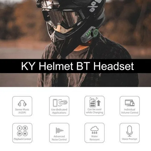 FreedConn KY Motorcycle Helmet Headset Bluetooth 5.0 Motorcycle Headphones Wireless Music Earphone Support FM Radio IP65 Waterproof with Microphone