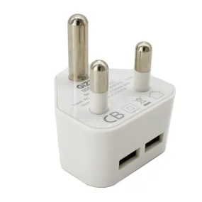 Gizzu 2 X Usb 3-Prong Wall Charger White