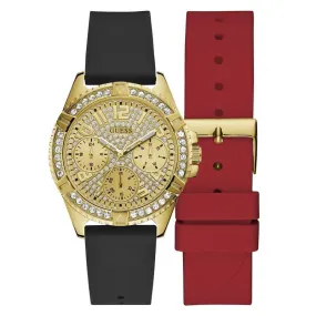 Guess ladies Frontier Black & Gold Crystal Watch Gift Set GW0349L1