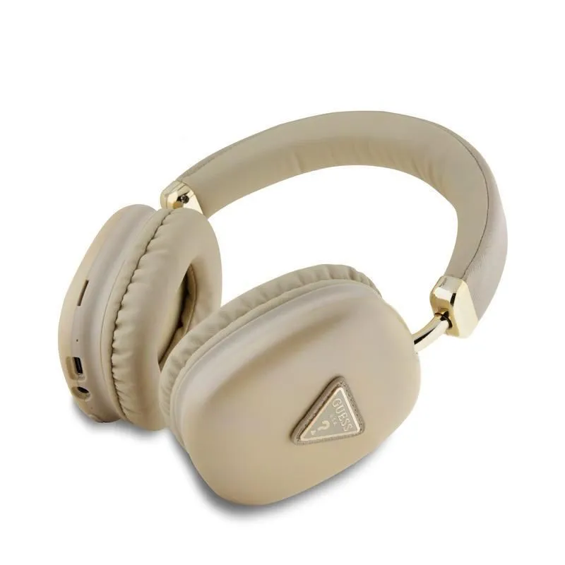 Guess Saffiano PU Leather with Metallic Triangle Logo Wireless Headphones Gold - GUBHK1SATSD